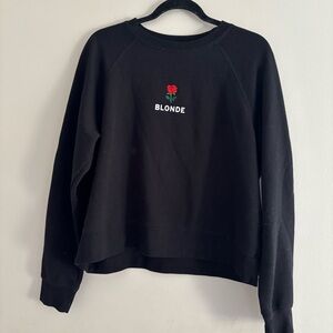 Brunette the label Black Blonde Sweatshirt with Rose Embroidery
